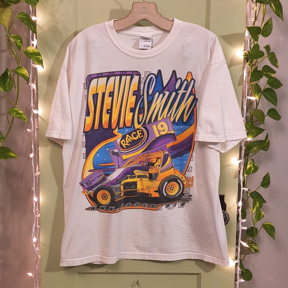 Men's Gildan Ultra Cotton Stevie Smith #19 RAace Foundation White T-shirt L